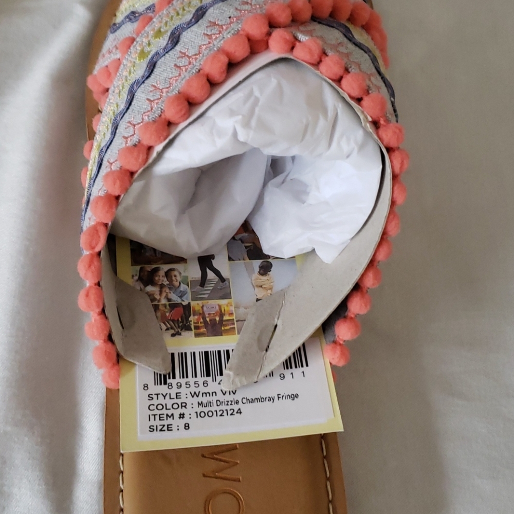 NEW Toms Viv Pompom Chambray Sandal - Picture 5 of 11